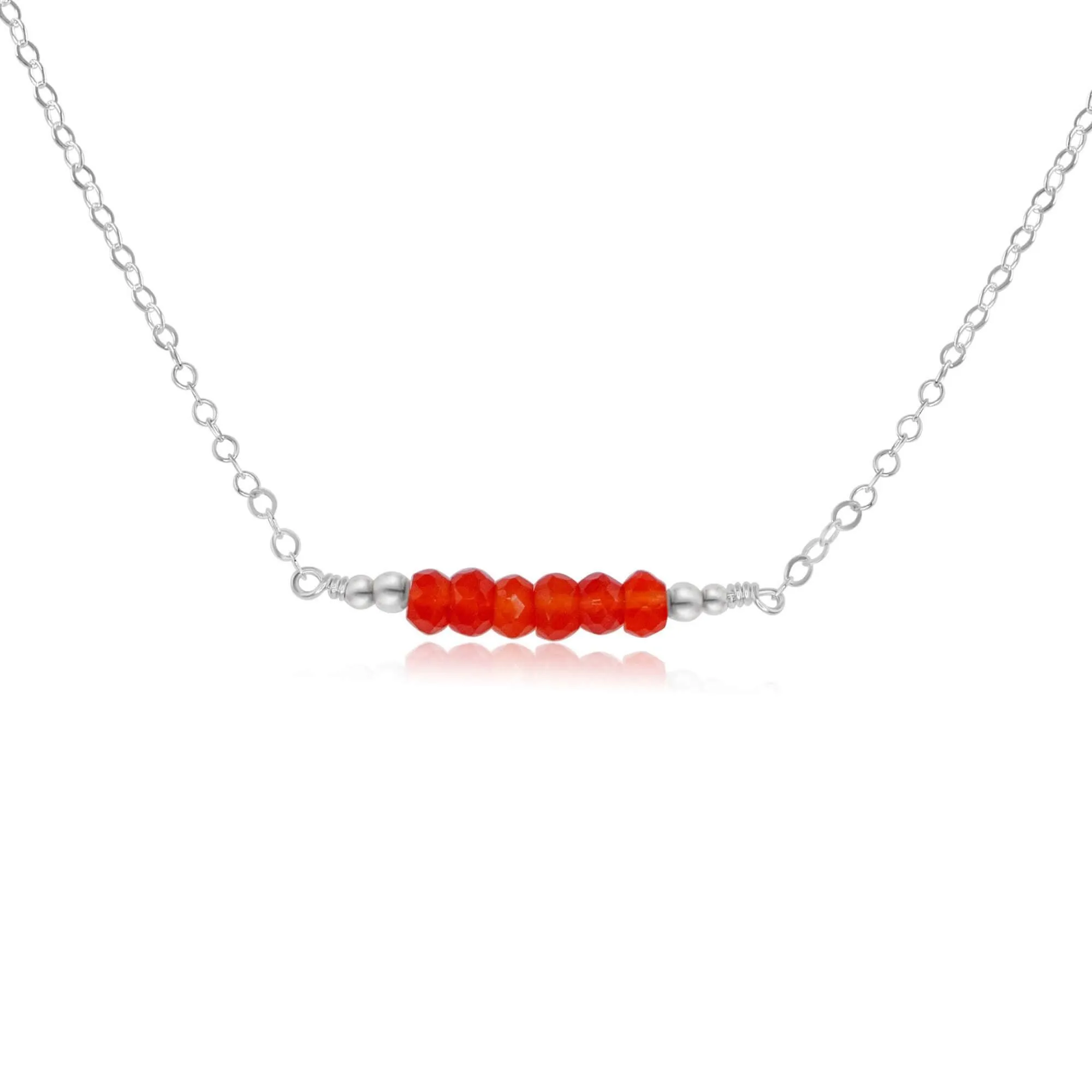 Sparkling Orange Carnelian Faceted Bead Bar Necklace