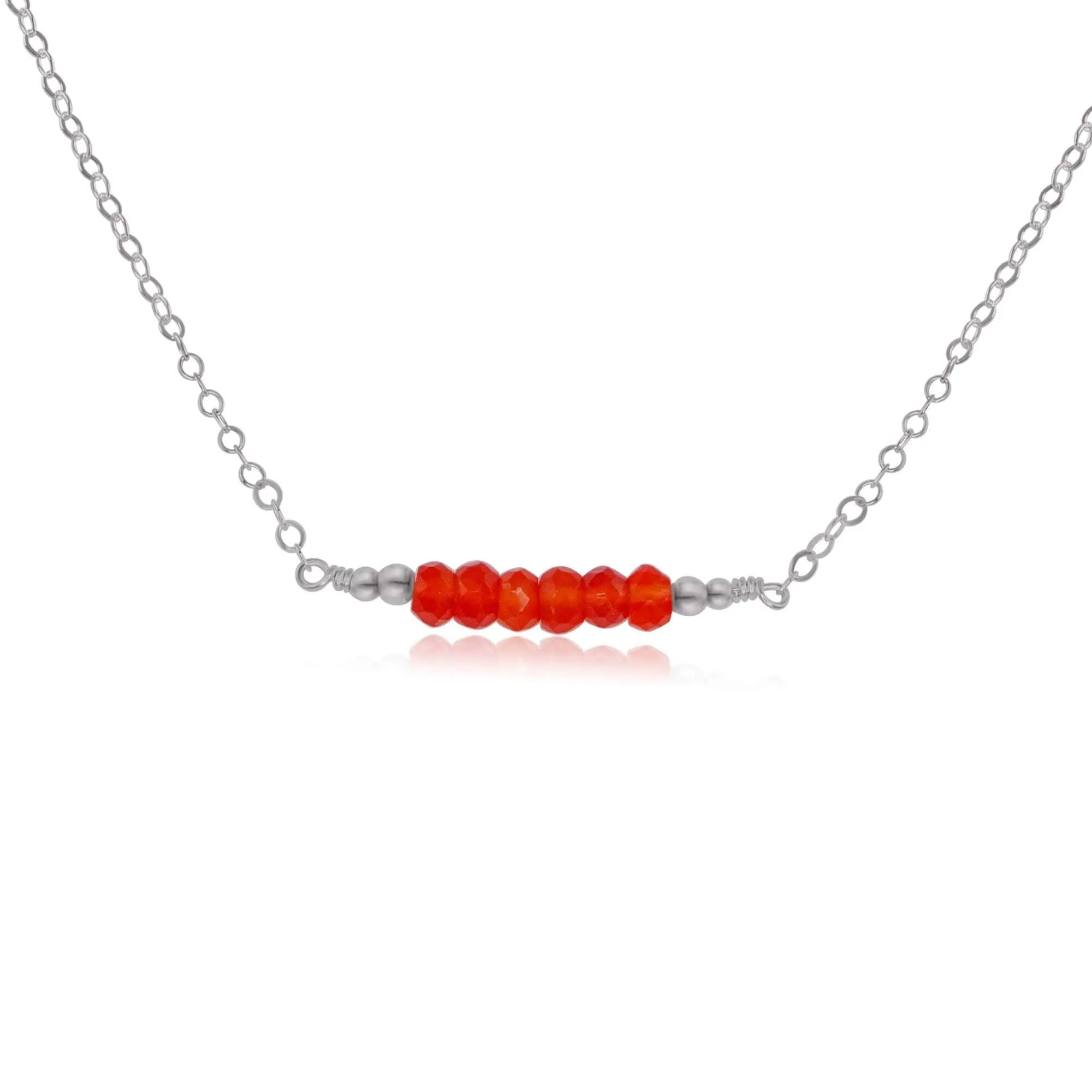 Sparkling Orange Carnelian Faceted Bead Bar Necklace