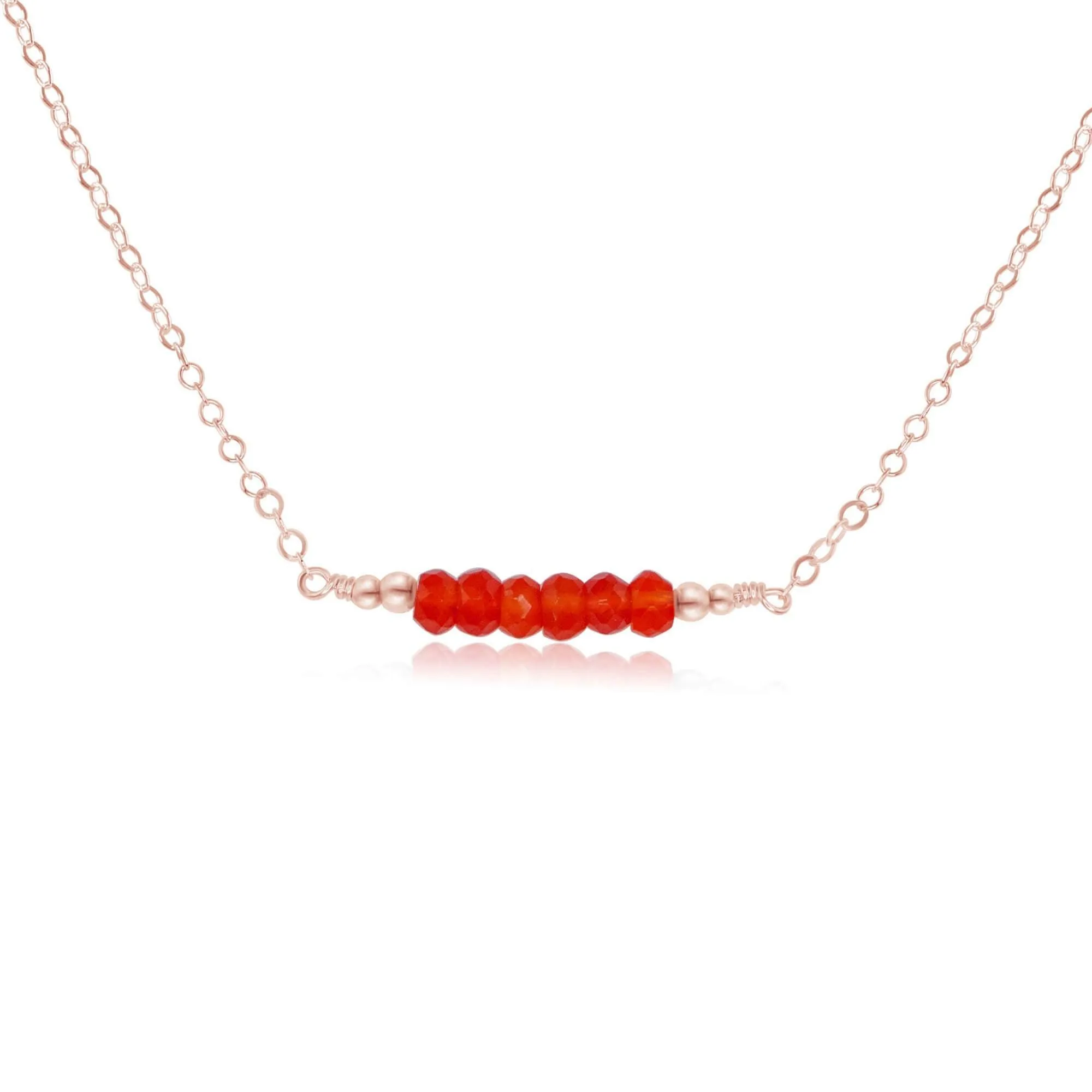 Sparkling Orange Carnelian Faceted Bead Bar Necklace