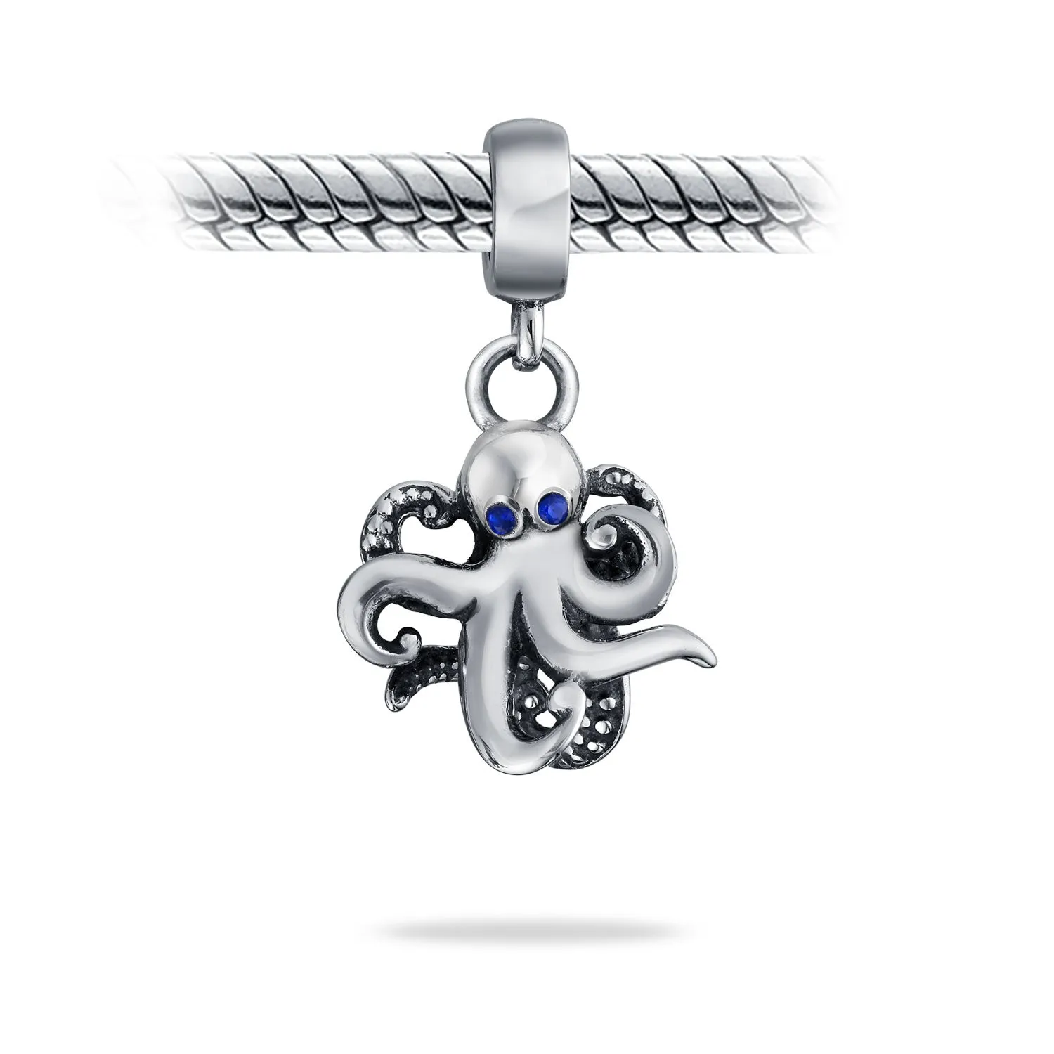 Squid Scuba Diver Octopus Dangle Charm Bead Sterling Silver for European Bracelet