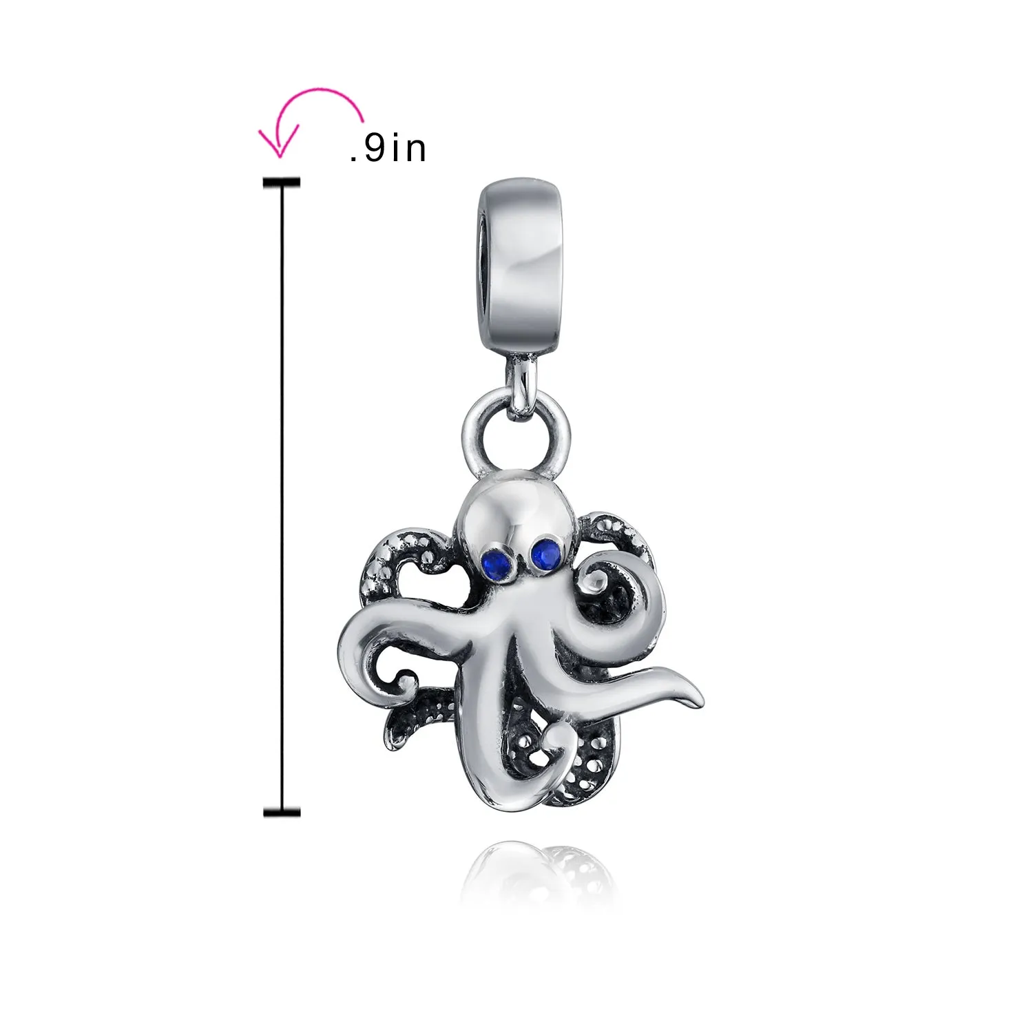 Squid Scuba Diver Octopus Dangle Charm Bead Sterling Silver for European Bracelet